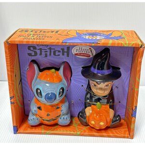 Disney Lilo & Stitch Halloween Salt Pepper Shakers Pumpkin Witch Festive Kitchen